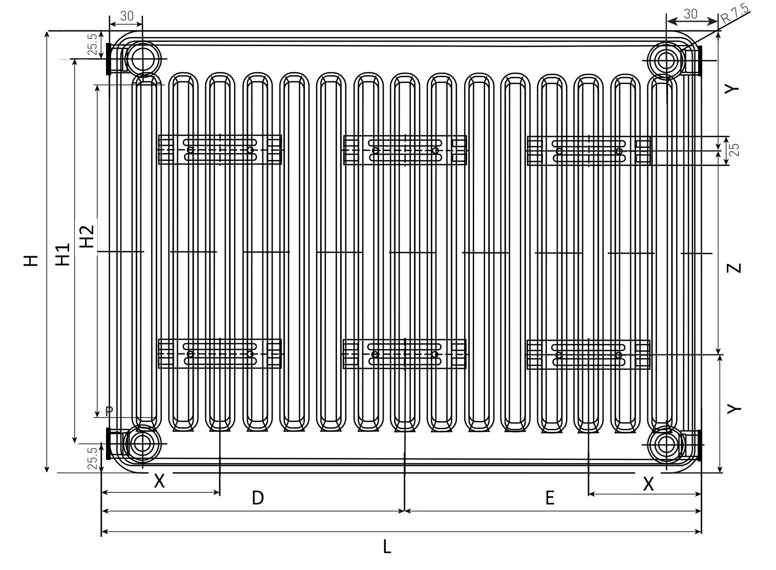 Радиатор панельный Oasis Pro PB 33-6 600x2000 мм настенный, теплоотдача - 7.566 кВт, высота - 600 мм, ширина 2000 мм, количество панелей - 3, присоединение резьбовое - 1/2