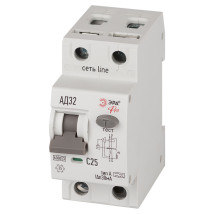 Автоматический выключатель дифференциального тока двухполюсный ЭРА АД-32 1P+N 25 A (C) 30 мА (A), 6кА, электронный, ток утечки 30 мА, переменный, сила тока 25 A